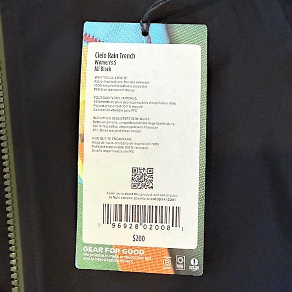 Cotopaxi Cielo Rain Trench Hooded Rain Jacket in Black - Small (NWT) - Picture 14 of 16